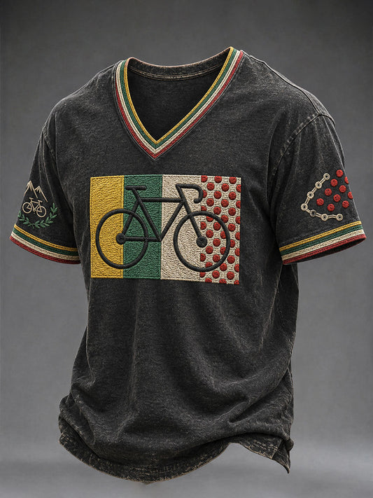 Men's Bicycle Race V-neck T-shirt