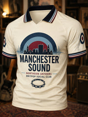 Men's Retro Rock Band Print Casual Polo