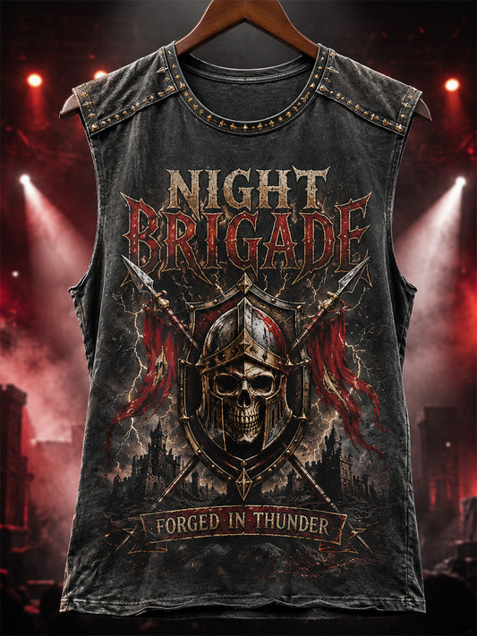 Men's Retro Heavy Metal Rock Band Print Casual Vest