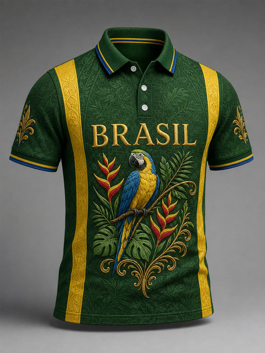 Men's Brasil Print Casual Polo