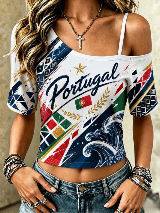 Women's Portugal Football Printed T-shirt