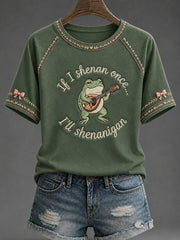 Women's Funny Mental Health Awareness If I Shenan Once I'll Shenanigan Frog Short Sleeve T-shirt