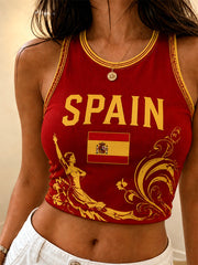 Women's Spain Print Casual Vest