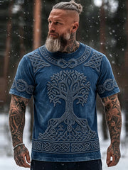 Men's Vintage Viking Tree Of Life Celtic Print Short Sleeves T-shirt