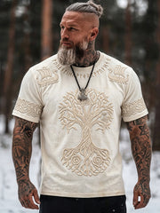 Men's Vintage Viking Tree Of Life Celtic Print Short Sleeves T-shirt