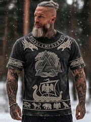 Men's Vintage Viking Inspired Celtic Print Short Sleeves T-shirt