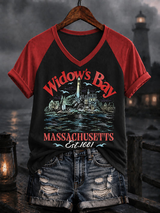 Women's Greetings From Widow’s Bay Halloween Horror T-shirt