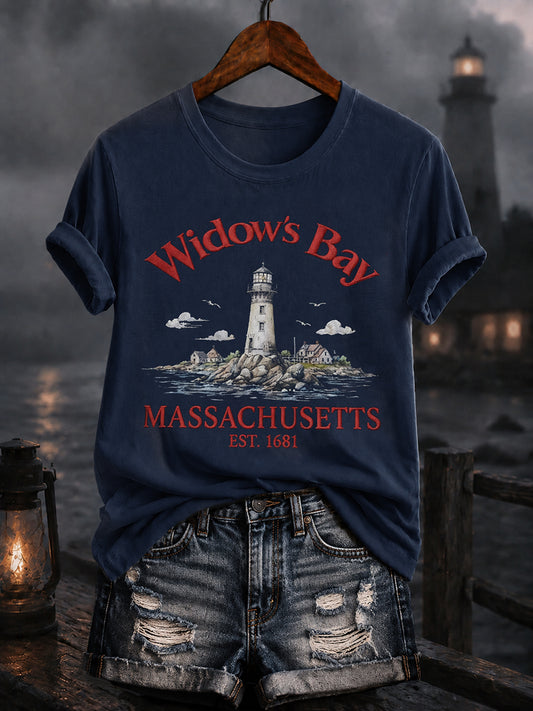 Women's Greetings From Widow's Bay Halloween Horror T-shirt