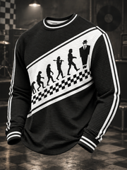 Men's Ska Revival Style Printed Waffle Sweatshirt