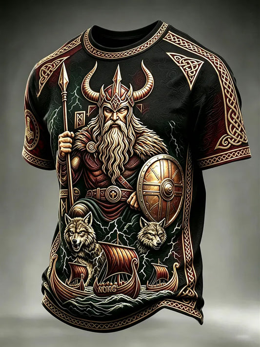 Men's Viking Printed Casual short sleeves t-shirt