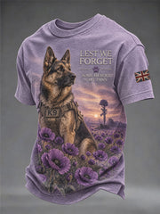 Men's  Lest We Forget Some Heroes Have Paws Print Short Sleeves T-shirt
