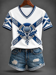 Women's St Andrew’s Day Printed V-neck T-shirt