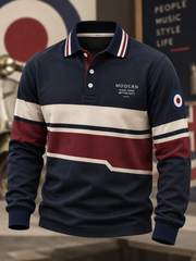 Men's UK Music Lover Mods Culture Printed long sleeve polo