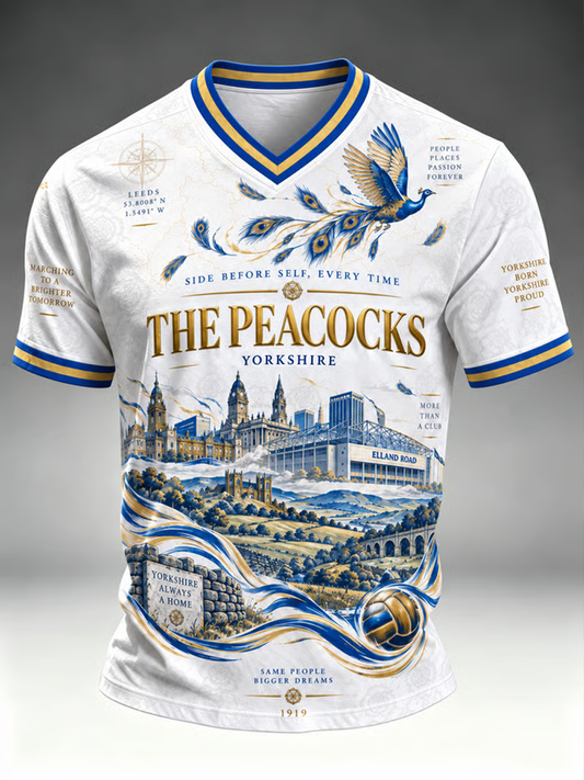Men's UK football Lover Yorkshire rose graphic Printed V-neck T-shirt