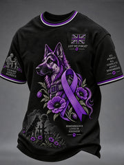 Men's Lest We Forget Military Dog Print Short Sleeves T-shirt