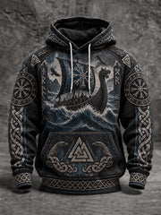 Men's Viking Oversized Drop-Shoulder Hoodie with Pockets