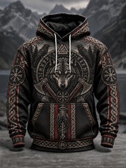 Men's Viking Oversized Drop-Shoulder Hoodie with Pockets