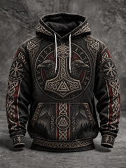 Men's Viking Oversized Drop-Shoulder Hoodie with Pockets