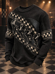 Men's Ska Revival Style Printed Waffle Long Sleeve T-Shirt