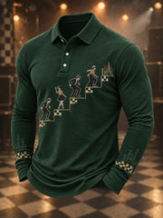 Men's Ska Revival Style Printed Long Sleeve Shirt