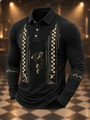 Men's Ska Revival Style Printed Long Sleeve Shirt