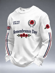 Men's Remembrance Day Lest We Forget Print Waffle Sweatshirt