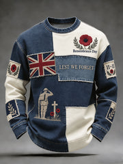 Men's Remembrance Day Lest We Forget Print Crew Neck Sweatshirt