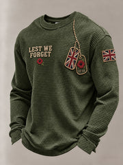 Men's Lest We Forget Print  Waffle Sweatshirt