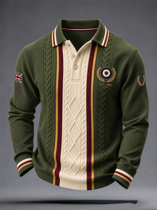 Men's UK Music Lover Mods Art Printed long sleeve polo