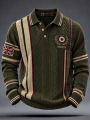 Men's UK Music Lover Mods Art Printed long sleeve polo