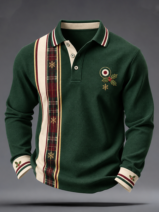 Men's Mods Culture UK Music Lover Christmas Printed long sleeve polo