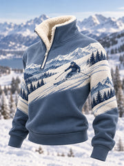Women's Ski Lovers Ready For Ski Season Casual Plush Zipper Pullover