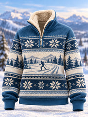 Women's Ski Lovers Ready For Ski Season Casual Plush Zipper Pullover