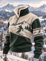 Women's Ski Lovers Ready For Ski Season Casual Plush Zipper Pullover