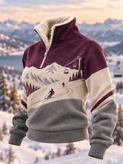 Women's Ski Lovers Ready For Ski Season Casual Plush Zipper Pullover
