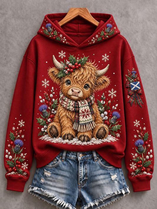 Women's Scottish Christmas Printed Regular Sweatshirt