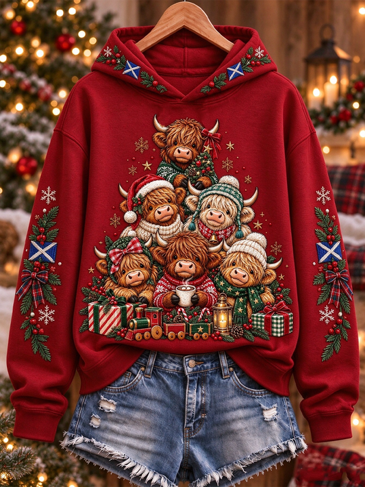 Women's Scottish Christmas Printed Regular Sweatshirt