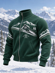 Men's Ski Lovers Ready For Ski Season Casual Zipper Sweatshirt