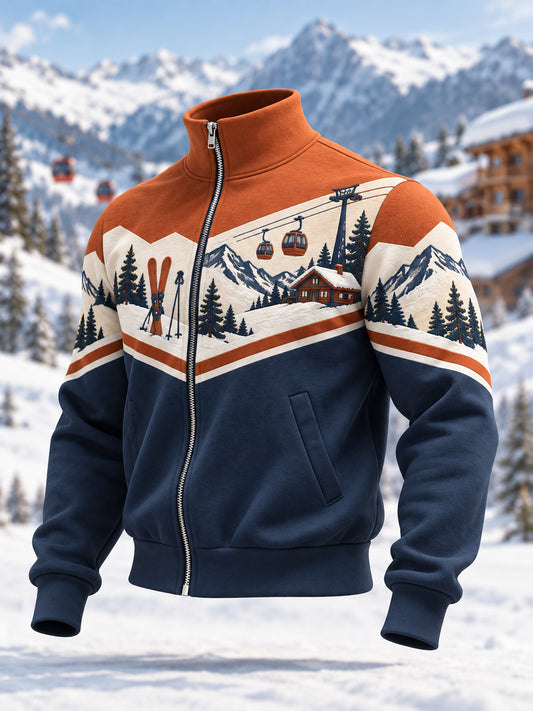 Men's Ski Lovers Ready For Ski Season Casual Zipper Sweatshirt