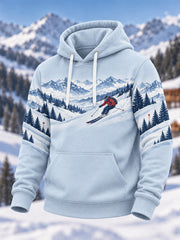 Men's Ski Lovers Ready for Ski Season Casual Oversized Drop-Shoulder Hoodie With Pockets