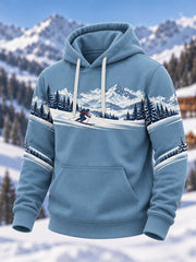 Men's Ski Lovers Ready for Ski Season Casual Oversized Drop-Shoulder Hoodie With Pockets