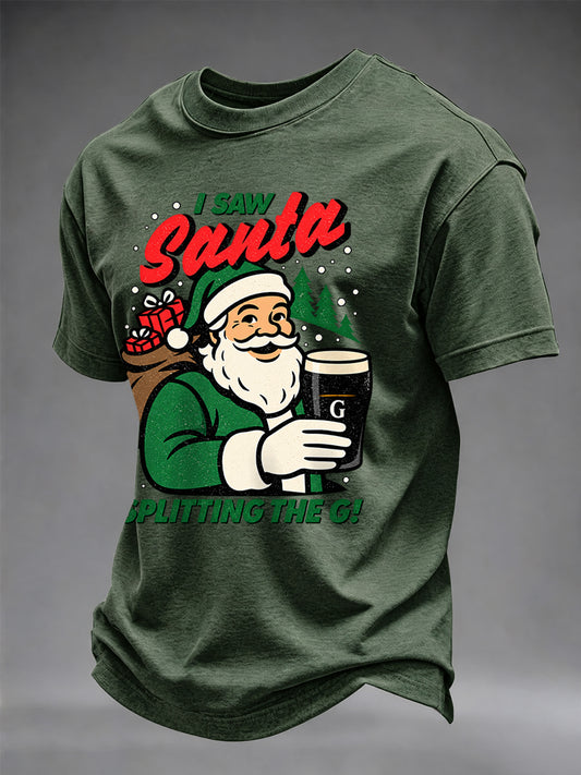 Men's Irish Christmas Print Short Sleeve T-shirt