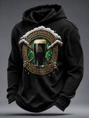 Men's Irish Christmas Print Waffle Hoodie