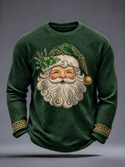 Men's Irish Christmas Print Waffle Long Sleeve T-Shirt