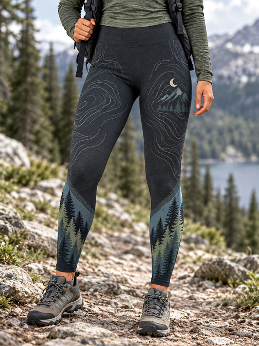 Women's Wilderness Trail Print Hike Lovers Leggings
