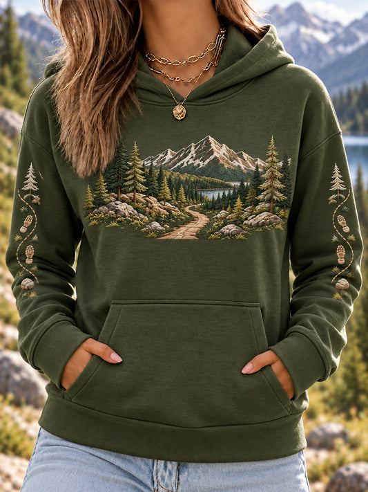 Women's Wilderness Trail Print Hike Lovers Casual Hoodie