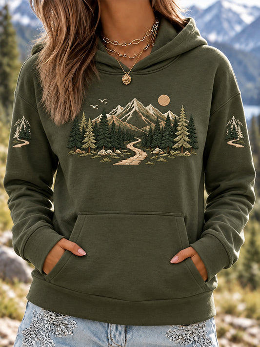 Women's Wilderness Trail Print Hike Lovers Casual Hoodie