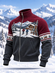 Men's Ski Lovers Ready For Ski Season Casual Zipper Sweatshirt