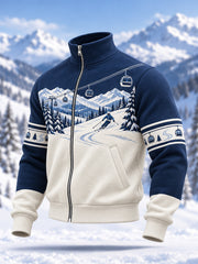 Men's Ski Lovers Ready For Ski Season Casual Zipper Sweatshirt