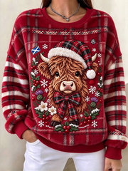 Women's Scottish Christmas Printed Flannel Hoodie